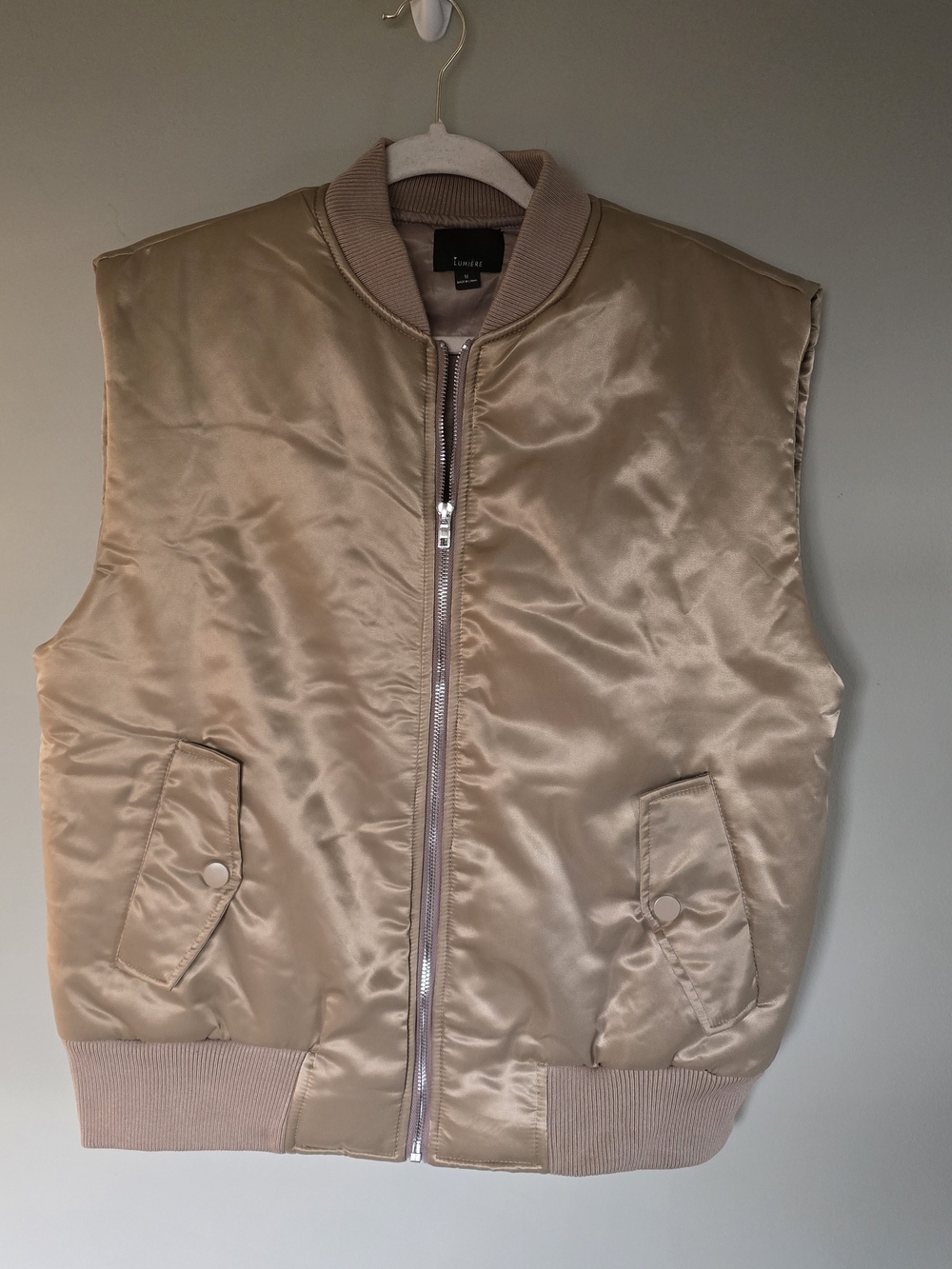 Gold Satin Bomber Vest